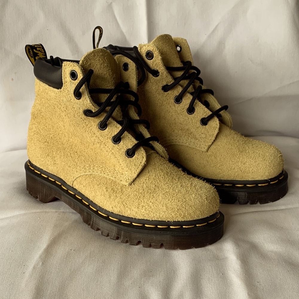Dr Martens Tan Suede Lace-Up Boots